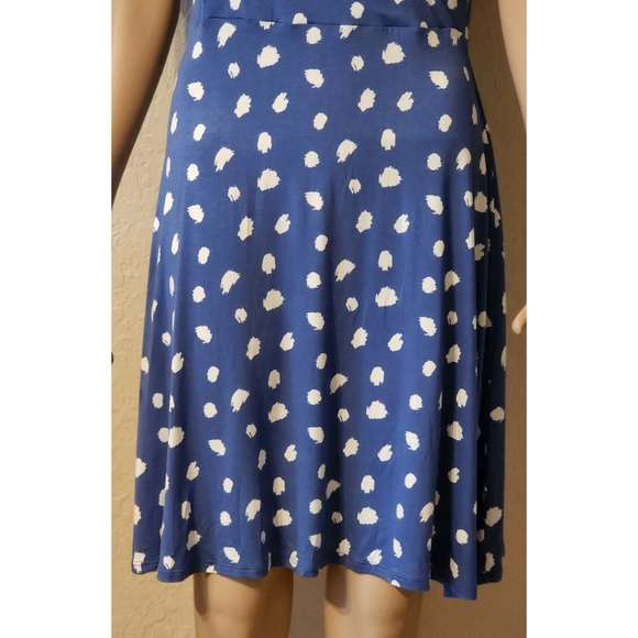 41 Hawthorn Mini Dress Blue W/ White Polka Dots Short Flutter Sleeves Size M - Picture 2 of 6